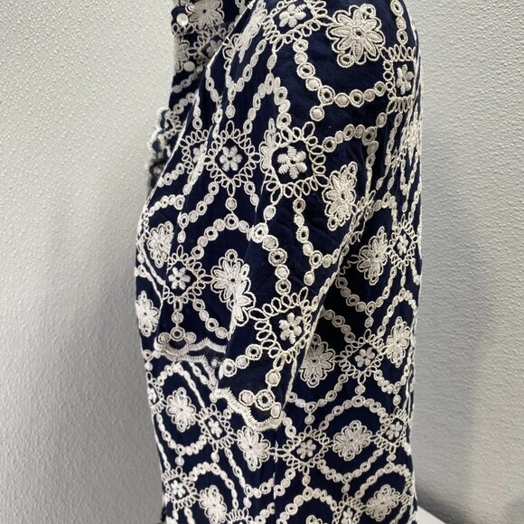 NEW SEZANE DALHIA Embroidered Button-Up Shirt • Size 2 • Blue/White - Picture 6 of 13
